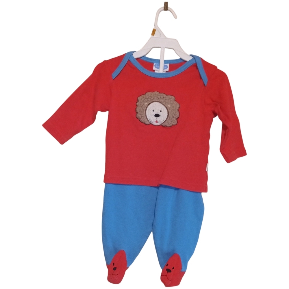 Bon Bébé Red and Blue 2-piece Baby Outfit with Lion Design Size 6-9 (19-26lbs)!